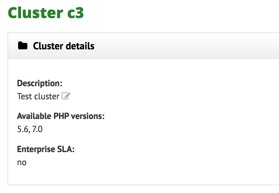 "PHP versions available on a cluster"